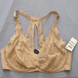 INC Plus Size Nude Lace Halter-Back Bralette NWT